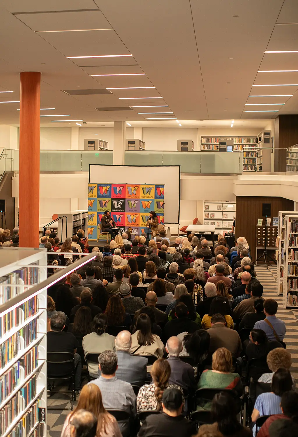 Large audience at library event