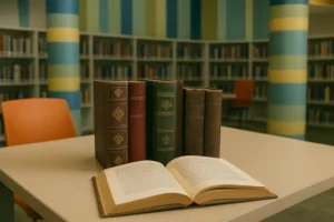 Books on Table in Library