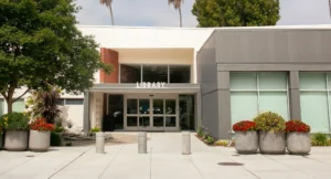 Library building entrance view
